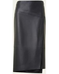 Akris - Asymmetric Trapezoid Nappa Leather Midi Skirt - Lyst