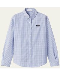 Miu Miu - Check Long-Sleeve Button-Down Shirt - Lyst