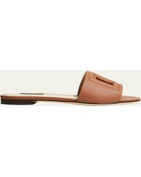 Dolce & Gabbana - Dg Leather Flat Sandals - Lyst