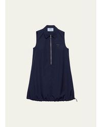 Prada - Sleeveless Cotton Drawstring Mini Polo Dress - Lyst