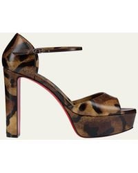 Christian Louboutin - Sandaloo Leopard-Printed Leather Sole Platform Sandals - Lyst