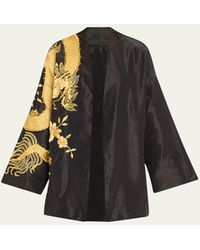Natori - Dragon-embroidered Silk Kimono Jacket - Lyst