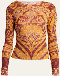 Etro - Long-sleeve Printed Cotton Top - Lyst