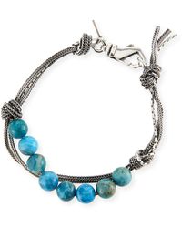 Emanuele Bicocchi Men's Blue Agate Bead Bracelet W/ Knots