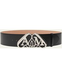 Alexander McQueen - Wide Leather Belt With Silver Logo Detail - Lyst