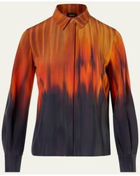 Akris - Fuego Silk Crepe Button-Down Blouse - Lyst