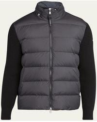 Moncler - Wool Knit Padded Jacket With Hood - Lyst