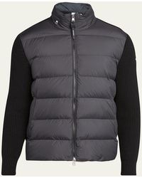 Moncler - Wool Knit Padded Jacket With Hood - Lyst