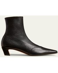 KHAITE - Nevada Stretch Leather Ankle Booties - Lyst