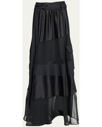 Sacai - Long Belted Chalk Stripe Skirt - Lyst