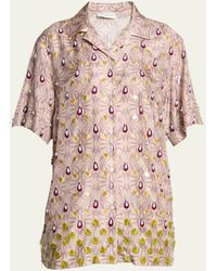 Dries Van Noten - Clive Embroidered Short-sleeve Silk Shirt - Lyst