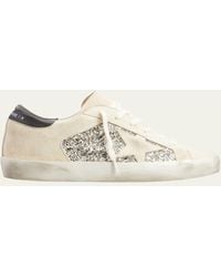 Golden Goose - Superstar Star-appliqué Glitter Leather Low-top Trainers - Lyst