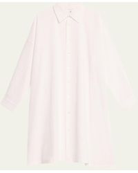 Eskandar - Wide A-line Waffle Shirt With Collar (very Long) With Slits - Lyst