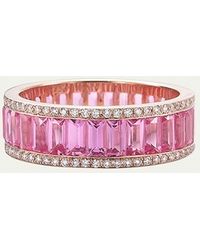 Nam Cho - 18k Rose Gold Baguette Eternity Ring With Pink Sapphires And Diamonds - Lyst