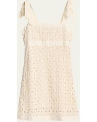Hannah Artwear - Andie Tie-shoulder Cotton Crochet Lace Mini Dress - Lyst