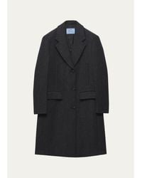 Prada - Notch Lapel Wool Coat - Lyst