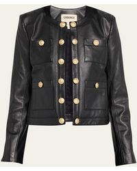 L'Agence - Jayde Collarless Leather Jacket - Lyst