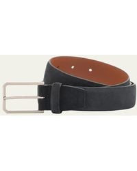 Santoni - Square-Buckle Suede Belt - Lyst