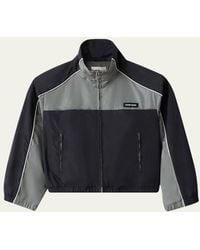 Miu Miu - Cropped Technical Silk Colorblock Jacket - Lyst