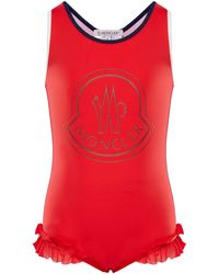 Moncler One-piece Ruffle-trim Swimsuit - Red