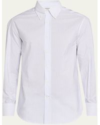 Brunello Cucinelli - Cotton Stripe Button-Collar Sport Shirt - Lyst