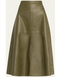 Officine Generale - Ottavia A-line Leather Midi Skirt - Lyst