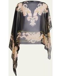 Etro - Patterned Sheer Silk Poncho - Lyst