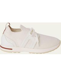 Loro Piana - Knit Leather Lace-up Runner Sneakers - Lyst