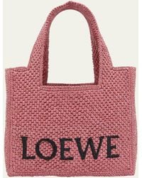 Loewe - X Paula's Ibiza Font Logo Mini Tote Bag In Raffia - Lyst