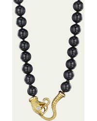 Anthony Lent - Black Onyx Bead Serpent Necklace In 18k Gold And Diamonds - Lyst