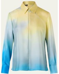 Akris - Sunbeam-Print Silk Twill Zip Collared Blouse - Lyst