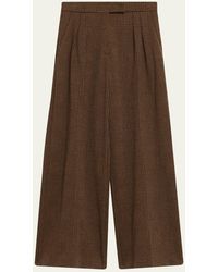 Max Mara - Ponza Check Wool Pleated Wide-Leg Pants - Lyst