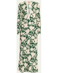 Figue - Rosalind Floral Maxi Dress With Embroidered Neckline - Lyst