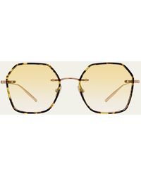 Barton Perreira - Rhonda Tortoise Titanium & Acetate Square Sunglasses - Lyst