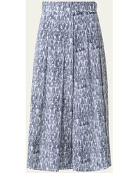 Akris - Asagao Printed Cotton Voile Midi Skirt - Lyst