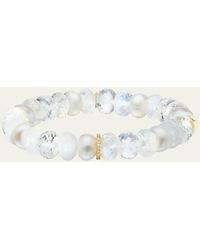Sheryl Lowe - 14k White Mix 10mm Bead Bracelet With Pave Diamond Rondelle - Lyst