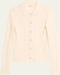 Vince - Smocked Long-sleeve Button-front Shirt - Lyst