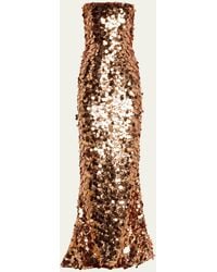 Bronx and Banco - Farah Strapless Sequin Column Gown - Lyst