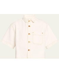 SLVRLAKE Denim - Cara Short-sleeve Denim Cropped Shirt - Lyst