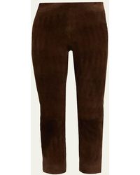 Vince - Suede Split-Hem Cropped Pant - Lyst