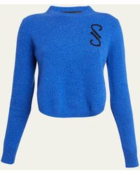 Proenza Schouler - Stella Monogram Cashmere Jacquard Cropped Sweater - Lyst