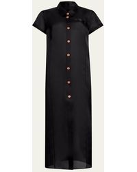 KHAITE - Effy Short-Sleeve Silk Organza Maxi Dress - Lyst