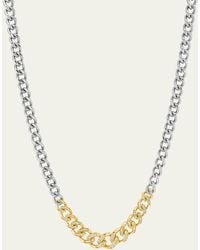 Sheryl Lowe - 14k Pave Diamond And Sterling Silver Tapered Link Curb Chain Necklace - Lyst