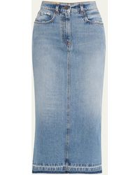 Fortela - Long Back Slit Denim Skirt - Lyst