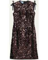 Prada - Sequined Sleeveless Midi Dress - Lyst