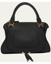 Chloé - Marcie Large Double Carry Satchel Bag In Suede - Lyst