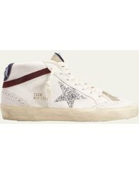 Golden Goose - Mid Star Leather Glitter Wing-tip Sneakers - Lyst