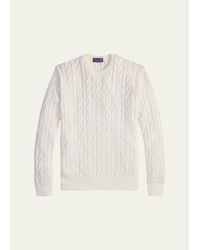 Ralph Lauren - Cotton And Silk Cable Knit Crewneck Sweater - Lyst