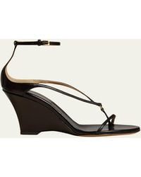 Khaite - Marion Leather Thong Wedge Sandals - Lyst