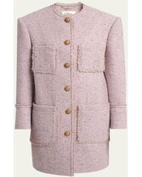 Chloé - Wool Tweed Chine Single-Breasted Oversized Jacket - Lyst